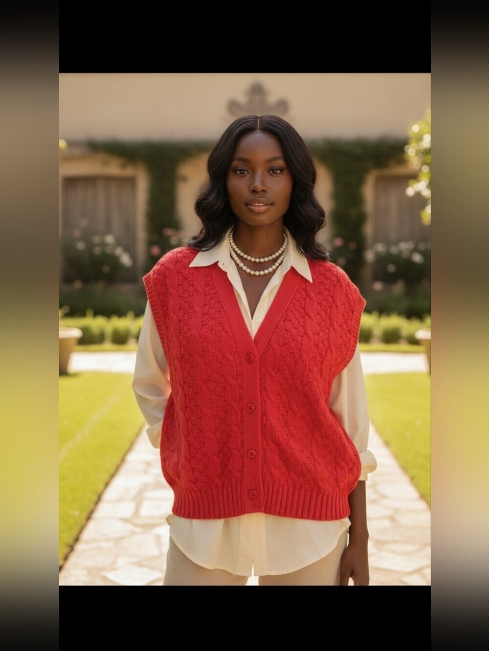 Pendleton Virgin Wool Red Sweater Vest V-Neck Button Front Heritage USA Large